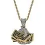 Moca Jewelry Iced Out Holding A US Dollar Pendant Necklace 18K Gold Plated Bling CZ Simulated Diamond Hip Hop Rapper Chain Necklace for Men Women