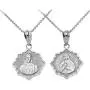 Catholic Charm Sterling Silver Immaculate Heart of Mary/Sacred Heart of Jesus Reversible Pendant Necklace Catholic Charm Sterling Silver Immaculate Heart of Mary/Sacred Heart of Jesus Reversible Pendant Necklace