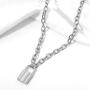 Krun Y Necklace Lock Pendant Simple Cute Necklaces Long Multilayer Chain Fashion Jewelry Women Girls Gift for Her