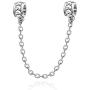 ABAOLA Heart Safety Chain Charm 925 Sterling Silver Beads fit Pandora Charms Bracelet & Necklace