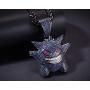 Starryinter Hip Hop Bubble Bling Iced-Out Blue Or Purple Gengar Pendant Necklace 24-inch Rope Chain