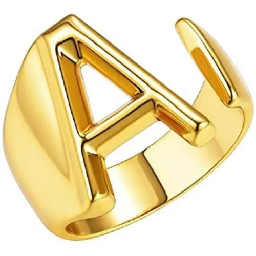 Gold Bold Initial Letter Open Ring for Teen Girls Adjustable Women Statement Rings Party Women’s Signet Ring Gold Plated Open Alphabet Rings|Letter A to Z Gold Bold Initial Letter Open Ring for Teen Girls Adjustable Women Statement Rings Party Women’s Signet Ring Gold Plated Open Alphabet Rings|Letter A to Z