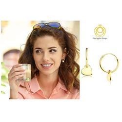 Big Apple Hoops - High Polish Sterling Silver Cute Charm with Small 12mm or 14mm Hoop Earrings Made from Real 925 Sterling Silver in 3 Color Rose, Silver, Gold Fashion Gifts for Men, Teens, Women