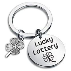 SEIRAA Gambler Gift Good Luck Jewelry Lottery Ticket Keychain Four Leaf Clover Charm Jewelry