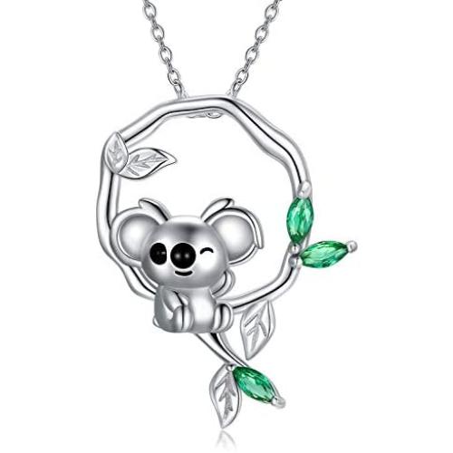 Koala Bear Necklace 925 Sterling Silver Cute Animal Pendant Women Mom Birthday Animal Lovers Jewelry Gift