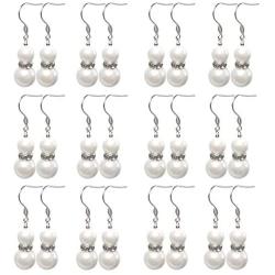 Jiyui 12 Pairs Simulated Pearl Dangle Drop Stud Earrings Set Hypoallergenic Surgical Stainless Steel Ball Studs Jewelry Pure Handmade Gift for Bridal Wedding Women Girls kids