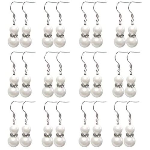 Jiyui 12 Pairs Simulated Pearl Dangle Drop Stud Earrings Set Hypoallergenic Surgical Stainless Steel Ball Studs Jewelry Pure Handmade Gift for Bridal Wedding Women Girls kids