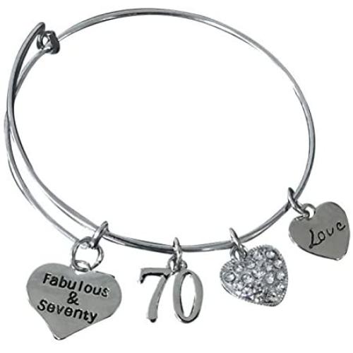 Infinity Collection 70th Birthday Gifts for Women, 70th Birthday Charm Bracelet, Perfect 70th Birthday Gift Ideas