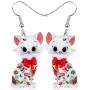NEWEI Acrylic Anime Floral Cat Kitten Earrings Big Drop Dangle Animal Jewelry for Women Girls Party Gifts charm Decoration