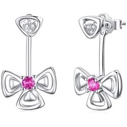 Ear Jacket Earrings for Women Sterling Silver Lucky Clover Flower Ear Cuffs Stud Leaf Earring Jewelry Christmas Birthday Gift for Her Women Girls Hypoallergenic Earrings
