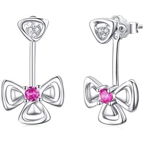 Ear Jacket Earrings for Women Sterling Silver Lucky Clover Flower Ear Cuffs Stud Leaf Earring Jewelry Christmas Birthday Gift for Her Women Girls Hypoallergenic Earrings