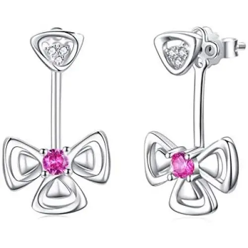 Ear Jacket Earrings for Women Sterling Silver Lucky Clover Flower Ear Cuffs Stud Leaf Earring Jewelry Christmas Birthday Gift for Her Women Girls Hypoallergenic Earrings