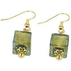 GlassOfVenice Murano Glass Antico Tesoro Cubes Earrings -Olive Green