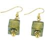 GlassOfVenice Murano Glass Antico Tesoro Cubes Earrings -Olive Green