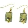 GlassOfVenice Murano Glass Antico Tesoro Cubes Earrings -Olive Green