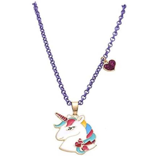 Onnea Cute Unicorn With Purple Bling Heart Charm Pendant Necklace for Girls