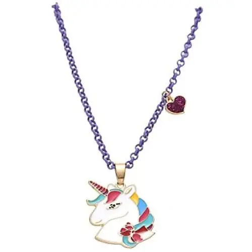 Onnea Cute Unicorn With Purple Bling Heart Charm Pendant Necklace for Girls Onnea Cute Unicorn With Purple Bling Heart Charm Pendant Necklace for Girls
