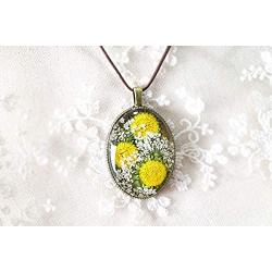 Jewelryland Handmade Dry Processed Real Flower Daisy/Chrysanthemum/Forget Me Not Pendant Necklace