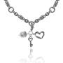 PZ Paz Creations 926 Sterling Silver Key to My Heart Pearl Charm Necklace
