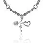 PZ Paz Creations 926 Sterling Silver Key to My Heart Pearl Charm Necklace PZ Paz Creations 926 Sterling Silver Key to My Heart Pearl Charm Necklace
