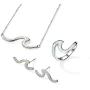 Angol 925 Sterling Silver Wave Jewelry Set, Wave Ring Necklace Earring Ocean Sea, Opal Jewelry Set with Gift Box