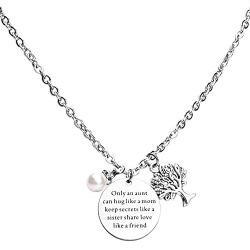Aunt Necklace Pendant Gift For Auntie From Nephew Niece Jewelry Auntie Necklace Only An Aunt Can Hug Like A Mom Keep Secrets Like A Sister Share Love Like A Friend Necklace