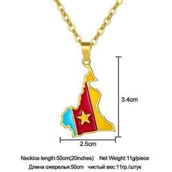 Gold Color Cameroon Map Flag Pendant Chain Necklaces Stainless Steel Jewelry Cameroun Country Maps Cameroonians Gifts