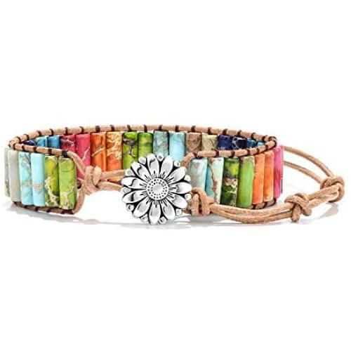sedmart 7 Chakra Bracelets for Women with Real Stones Leather Wrap Healing Bead Bracelet Women Men Boho Friendship Jewelry…