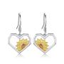 Sunflower Sunshine Silver Drop Earrings - 925 Sterling Silver Heart You are My Sunshine Daisy Blessing Sun Flower Dangle Earrings Jewelry Gifts for Women Girl Friend Wife Daughter