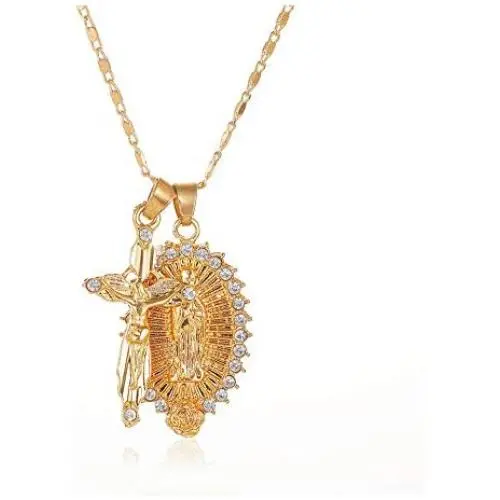 Virgin Mary Cross Pendant Necklace for Women Teen Girls 14K Gold Plated Catholic Christian Jesus Cross Chain Necklace Jewelry Virgin Mary Cross Pendant Necklace for Women Teen Girls 14K Gold Plated Catholic Christian Jesus Cross Chain Necklace Jewelry