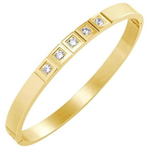 555Jewelry Stainless Steel CZ Cuff Hinged Bangle Bracelet for Men & Women