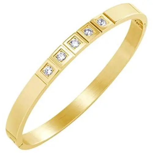 555Jewelry Stainless Steel CZ Cuff Hinged Bangle Bracelet for Men & Women 555Jewelry Stainless Steel CZ Cuff Hinged Bangle Bracelet for Men & Women