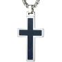 GESTALT COUTURE Unique Tungsten Cross Pendant .4mm Wide Surgical Stainless Steel Box Chain. Goldstone Inlay.