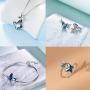 AOBOCO Sterling Silver Chasing Butterfly Pendant Necklace Embellished with Crystals from Austria, Fine Anniversary Birthday Butterfly Jewelry Gifts for Women - Morpho Helena Butterfly Series