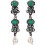Efulgenz Boho Vintage Antique Ethnic Gypsy Indian Oxidized Silver Crystal Cubic Zirconia Bridal Necklace Earrings Jewelry Set