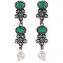 Efulgenz Boho Vintage Antique Ethnic Gypsy Indian Oxidized Silver Crystal Cubic Zirconia Bridal Necklace Earrings Jewelry Set