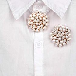 COLORFUL BLING Elegant Imitation Pearl Floral Crystal Brooch Pin for Wedding Bridal Fashion Jewelry