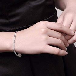 Bracelets Bangle, 3MM Snake Chain Round Charm Women Bracelet Minimalist Bangle Party Jewelry Gift - Silver