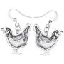 WEVENI Alloy Antique Silver Gold Plated Rooster Hen Chicken Earrings Dangle Farm Themed Jewelry Dainty Gift for Girls Women