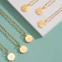 Initial Necklaces Gifts for Women Girls : 14k Gold Plated Round Disc Letter Pendant Paperclip Chain Personalized Name Teens Kids Birthday Jewelry
