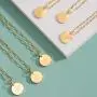 Initial Necklaces Gifts for Women Girls : 14k Gold Plated Round Disc Letter Pendant Paperclip Chain Personalized Name Teens Kids Birthday Jewelry
