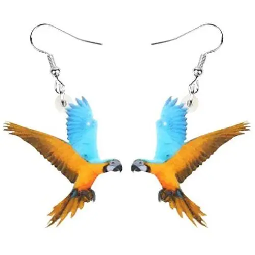 NEWEI Acrylic Flying Yellow-Blue Macaw Parrot Bird Earrings Dangle Drop Animal Jewelry For Women Girls Teen Charm Gifts NEWEI Acrylic Flying Yellow-Blue Macaw Parrot Bird Earrings Dangle Drop Animal Jewelry For Women Girls Teen Charm Gifts