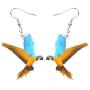 NEWEI Acrylic Flying Yellow-Blue Macaw Parrot Bird Earrings Dangle Drop Animal Jewelry For Women Girls Teen Charm Gifts