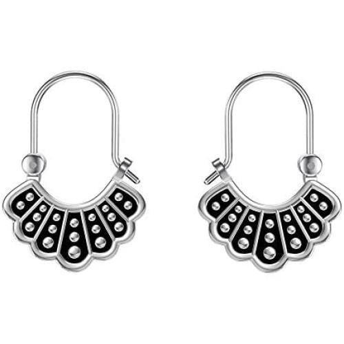 RBG Dissent Collar Earrings Sterling Silver RBG Gifts Dangle Drop Earrings Jewelry Gifts for Mothers Fans of Ruth Bader Ginsburg
