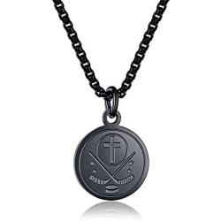 INRENG Athletes Sports Cross Pendant Necklace for Men Women Faith Prayer Inspiring Luke 1:37 Bible Verse on Back