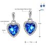 NEOGLORY Blue Heart Crystal Drop Earrings Rhinestone Platinum Plated Fashion 2019