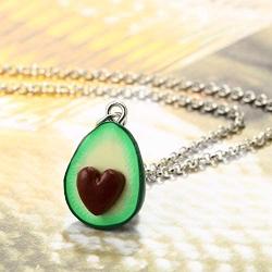 Cute Avocado necklace earrings jewelry set Heart Shape Nucleus Fruit Funny Jewelry for Women Girls Gifts