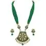 Babosa Sakhi Green Meenakari Pendant Set Jaipuri Pearl Indian Traditional Kundan Necklace Jewelry Babosa Sakhi Green Meenakari Pendant Set Jaipuri Pearl Indian Traditional Kundan Necklace Jewelry