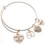 Infinity Collection 60th Birthday Charm Bangle Bracelet, Rose Gold Fabulous and Sixty Birthday Gift for Women