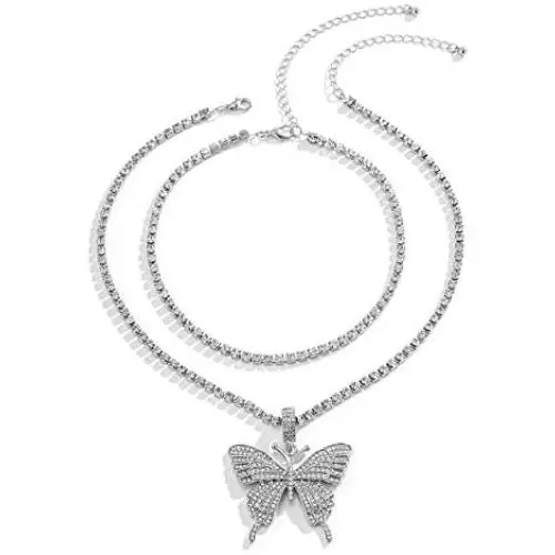 Ingemark Charm Pendant Tennis Chain Choker Necklace Bling Rhinestone Choker for Girls Women Fashion Jewelry Accessory Ingemark Charm Pendant Tennis Chain Choker Necklace Bling Rhinestone Choker for Girls Women Fashion Jewelry Accessory